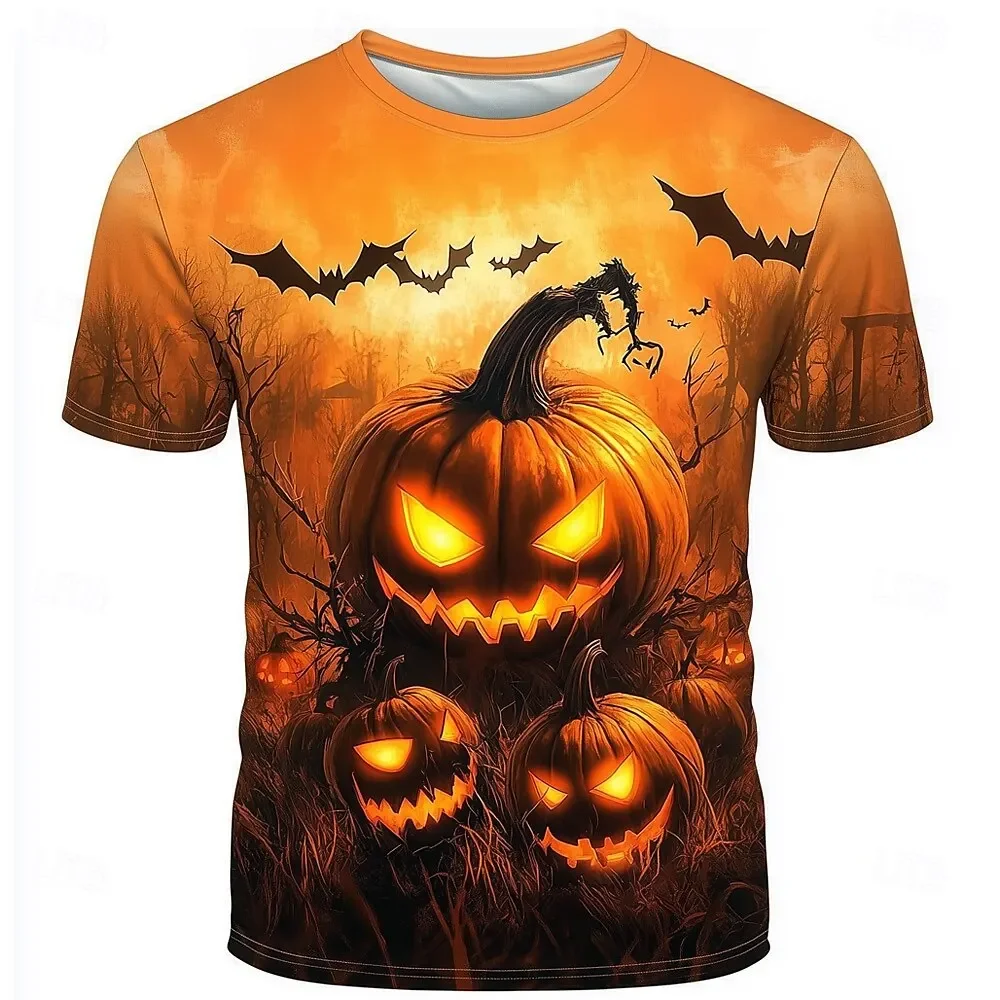Camiseta impresa en calabaza 3D para hombres y mujeres، فييستا مألوف للهالوين تيما كويلو ريدوندو مانغا كورتا، هيب هوب