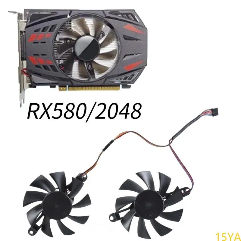 15ya Universal 80mm 4pin 4pin تبريد مروحة استبدال RX580 2048 رسومات تبريد بطاقة الإكسسوارات