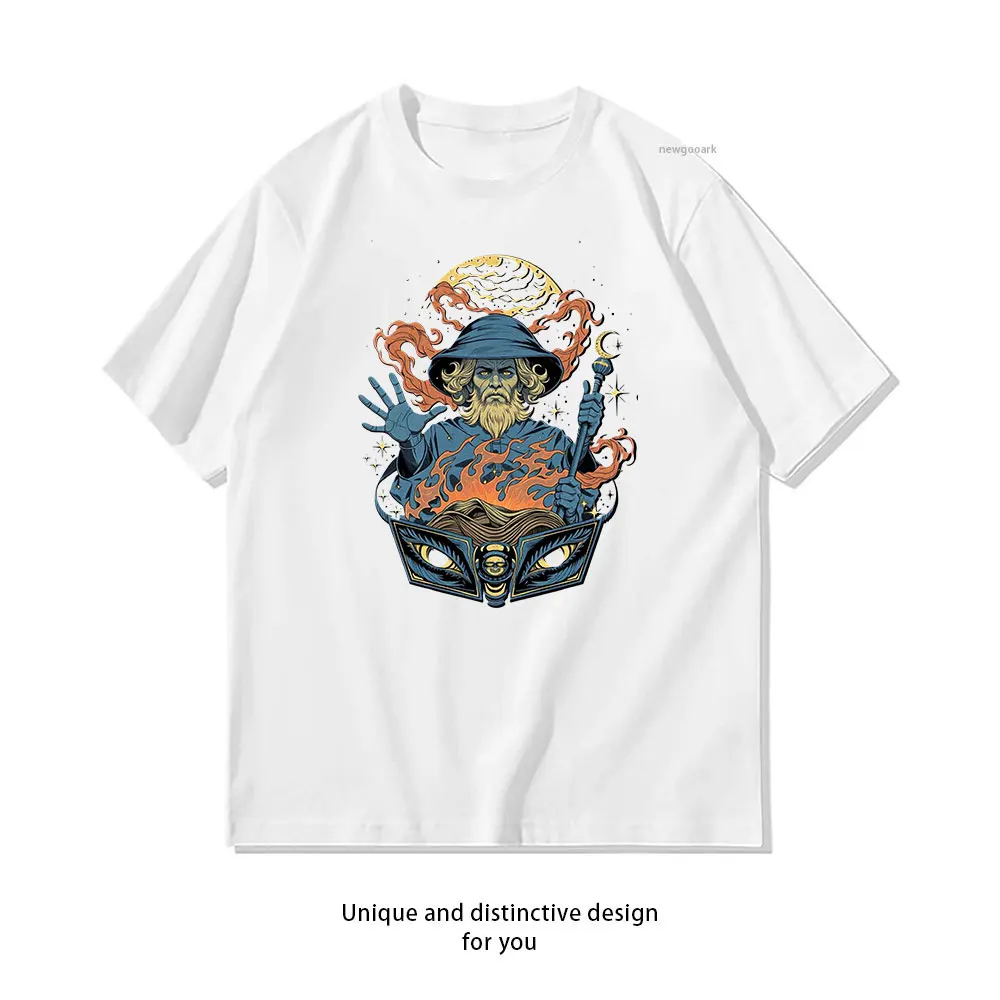 Magical Wizard T-Shirt Print T-Shirt Casual cotton graphic t shirts Creative streetwear Classic O-neck shirt