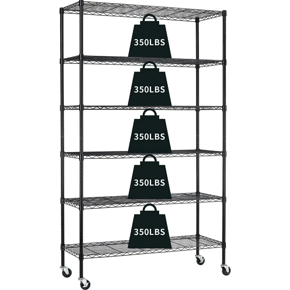 

Garage Shelving, 82x48x18 Metal Shelves 6 Tier Wire Shelving Unit Adjustable Heavy Duty Sturdy Steel Shelving with Casters for