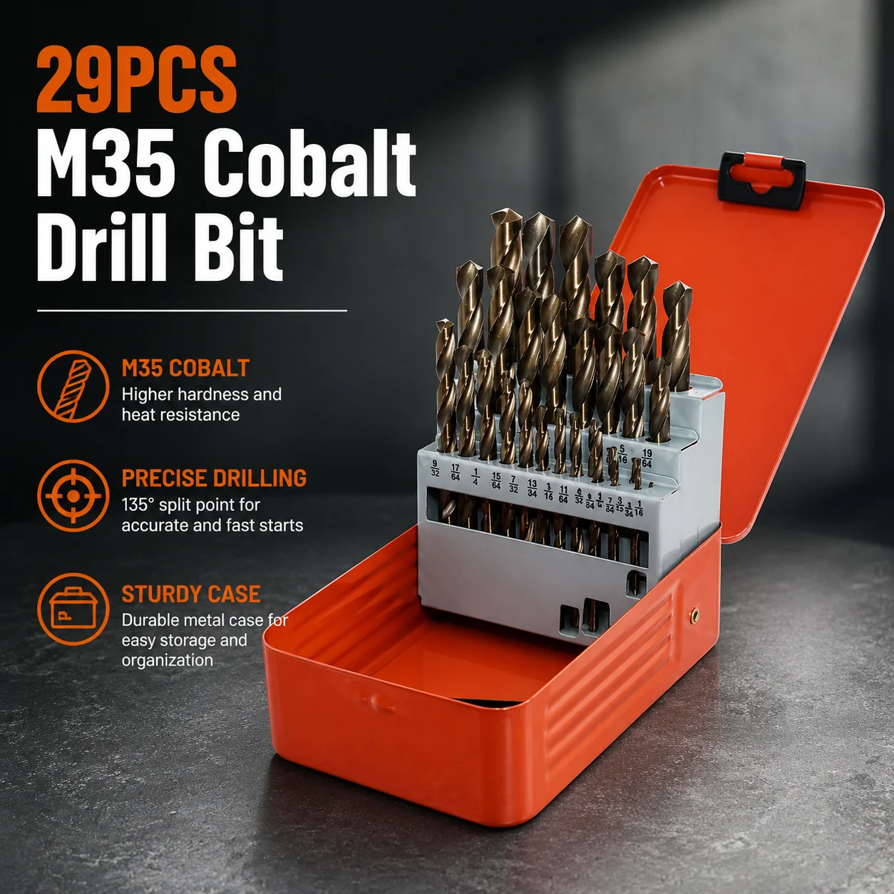 

29 PCS Set of Metric-sized Cobalt M35 High hardness Twist Drill Bits