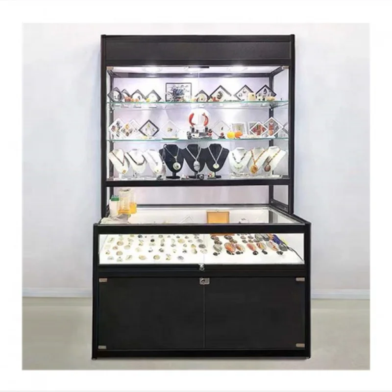 custom，Modern Retail Store Shop  Product Shoe Jewellery Jewelry Glass Display Cabinet Showcase Racks Stands Countertops for jewe