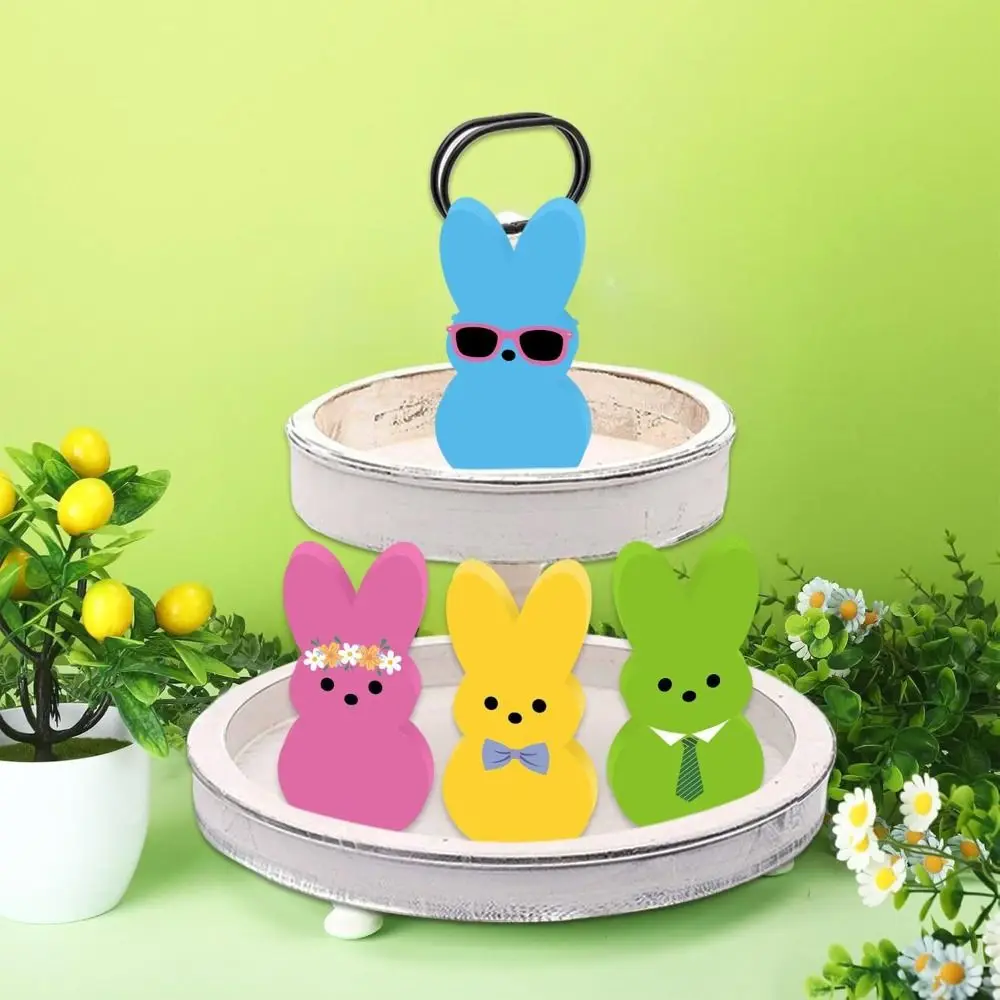 

Creative Rabbit Shape Easter Bunny Wood Signs Cartoon Wooden Colorful Rabbit Decoration Handmade Cute Home Table Decor Friends