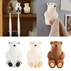 Multipurpose Wall Mounted Cartoon Bear Toothbrush Holder Draining Organization Rack for Children Girl Boys Bathroom B03E