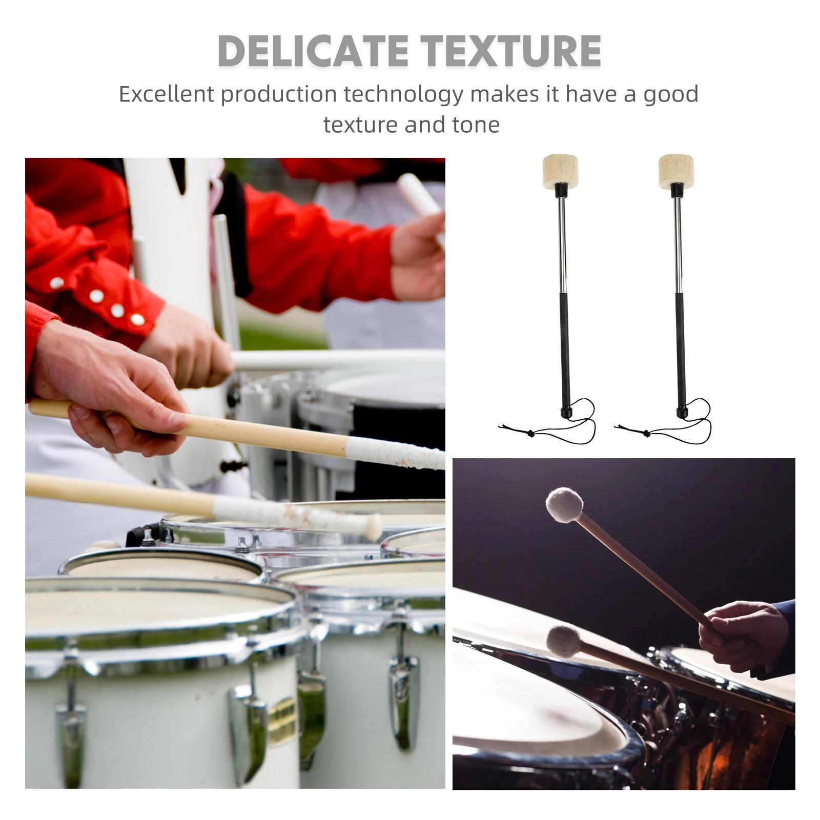 

Stainless Steel Drum Hammer Percussion Instrument Safe Durable Wide Use Professional Student Musical Talent Rhythm Snare Drum