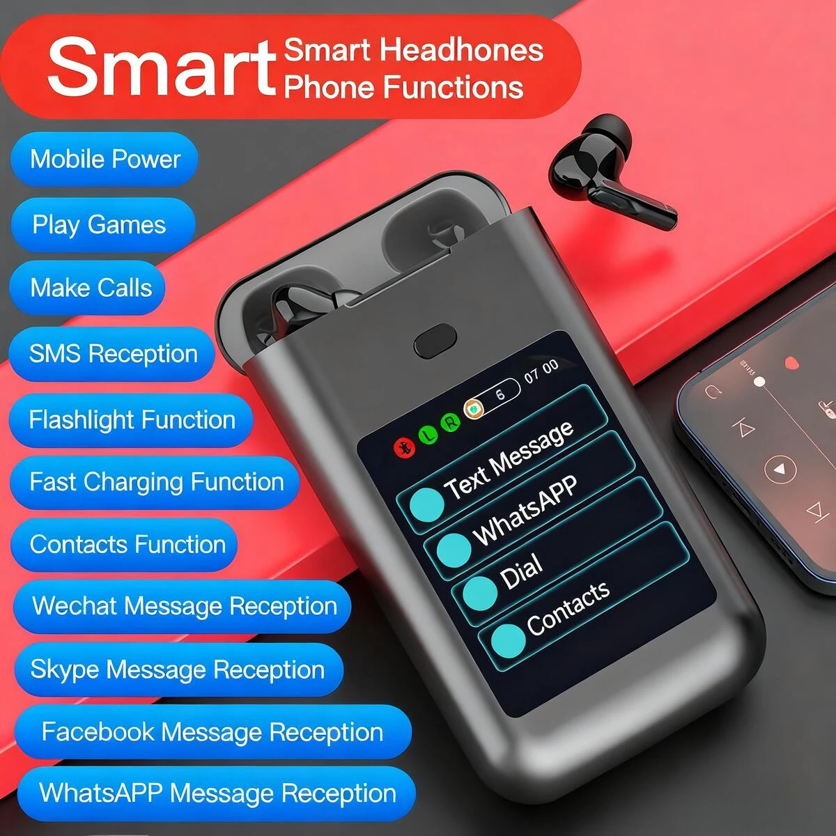 

Travel Essentials Multi Bluetooth Wireless In-ear Headphones Noise Reduction AI Translation Power Bank Flashlight Music Headsets