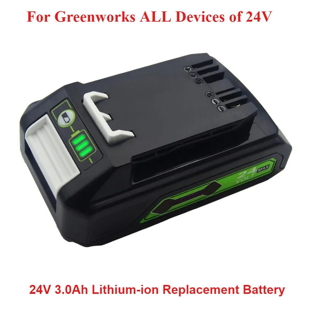 

2024 24V 3.0Ah Lithium-ion Replacement Battery For Greenworks ALL Devices of 24V Tools 29842 29852 BAG708 29322 21342