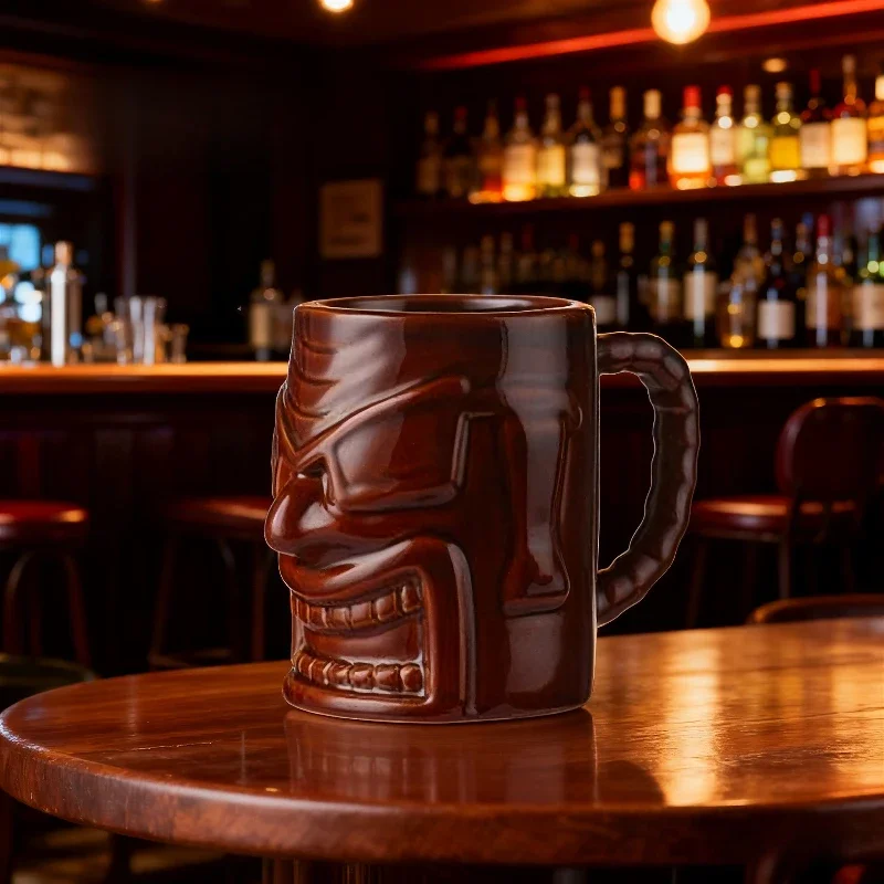 Taza de vino, tazas Tiki de Isla de Pascua, regalo de Halloween, Bar, taza Tiki de estilo hawaiano, tazas Tiki de cerámica, taza de cóctel creativa, vasos