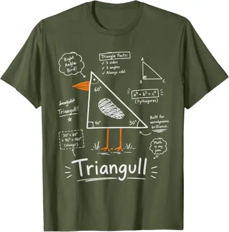 Y2k Mathematik Geometrie Persönlichkeits-T-Shirts, Dreieck Möwe Vogel Wortspiel Lustiges Geometrisches T-Shirt aus Weicher Baumwolle – Detail 10
