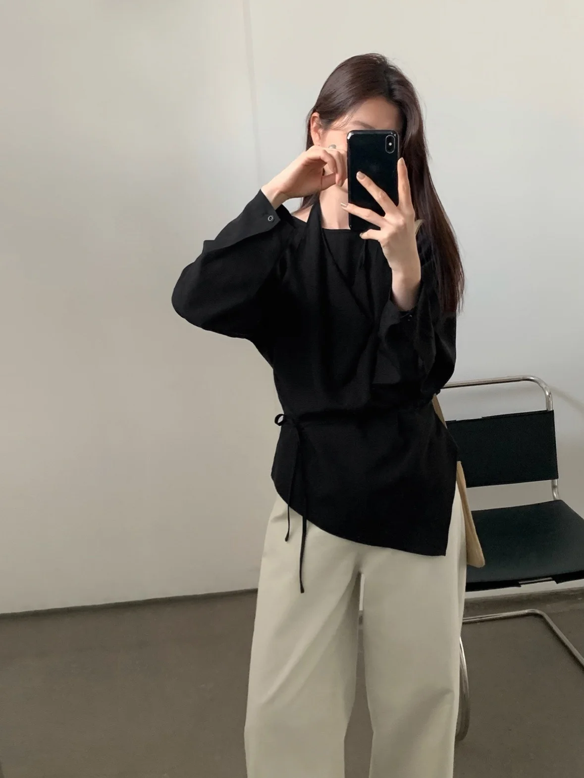

Korean Sle Long Sve Ne Hanging Strap Women's Two-Piece Set Spring New Arrival Casual Versatile round Ne Top Bot