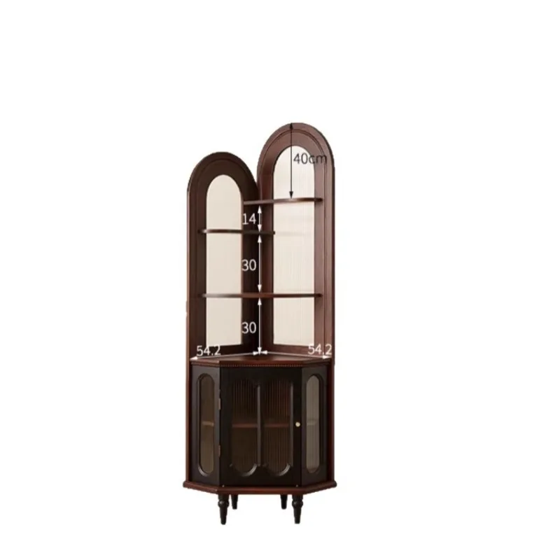 

Corner cabinet French medieval solid wood living room corner rack triangular storage cabinet
