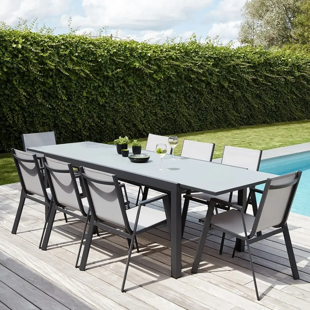 Juego de mesa y silla de comedor para Patio y café, popular, mercado europeo de EE. UU., muebles de jardín para exteriores