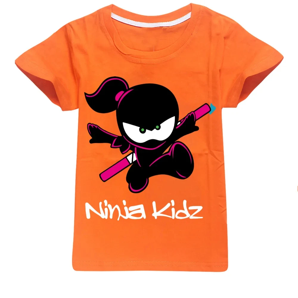 Ninja kidz-幼児の夏のTシャツ、10代の女の子の服、子供の綿のTシャツ、ブティックのキッズTシャツ、Oネックトップ、人気販売、2024