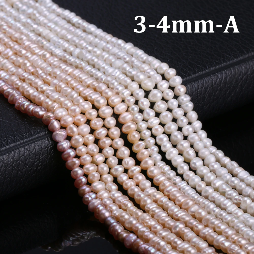 

3-4mm A Potato Shaped Pearls Beads Natural Freshwater Pearls Spacer Beads for Jewelry Making DIY Necklace Bracelet Accessories