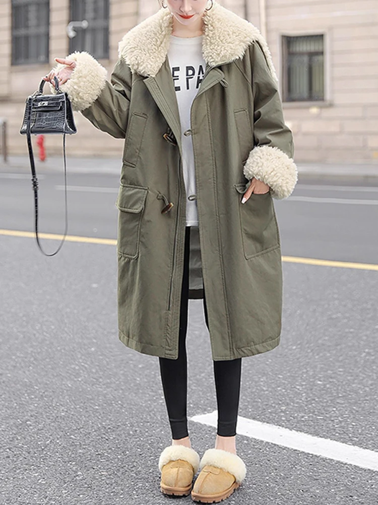 

Slimming Effect Korean Style Fashionable Color Block Cotton Jacket Women's Winter New Arrival Commute Friendly Outerwear