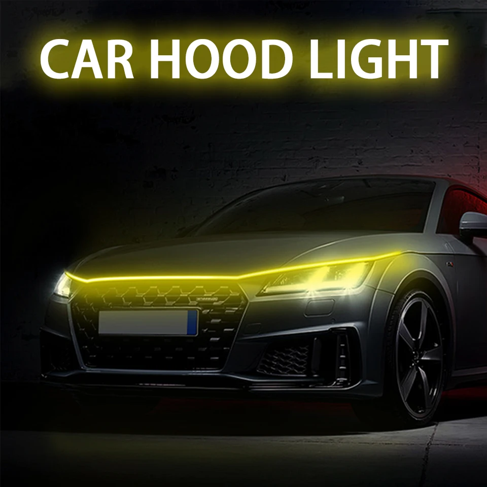 Led Car Hood Lights Universal Headlight Strip Flexible Car Decorative Atmosphere Lamps DRL Auto Daytime Running Lamp 12V Ambient