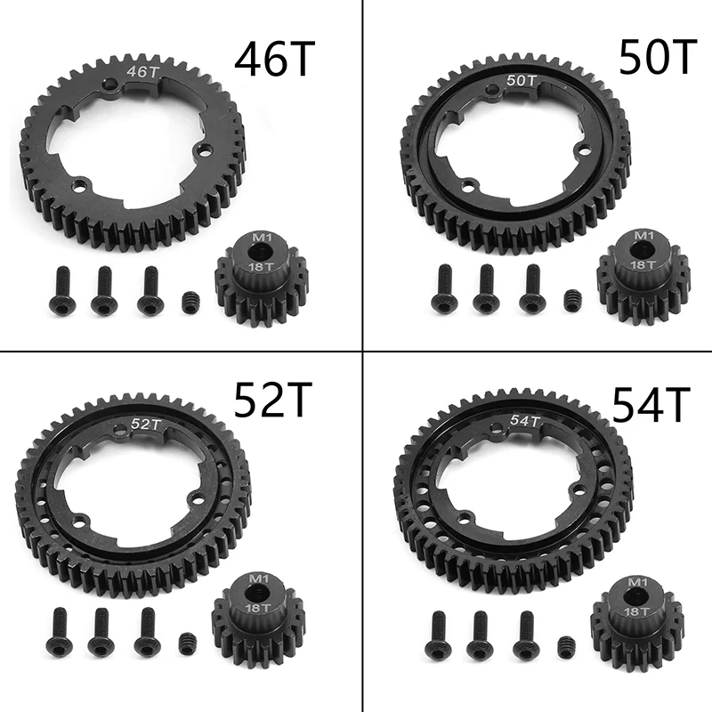 

Steel 46T 50T 52T 54T Spur Gear with M1 18T Pinion Gear 6447 6449 for Traxxas 1/5 X-Maxx 1/10 E-Revo 2.0 VXL MAXX Upgrade Parts