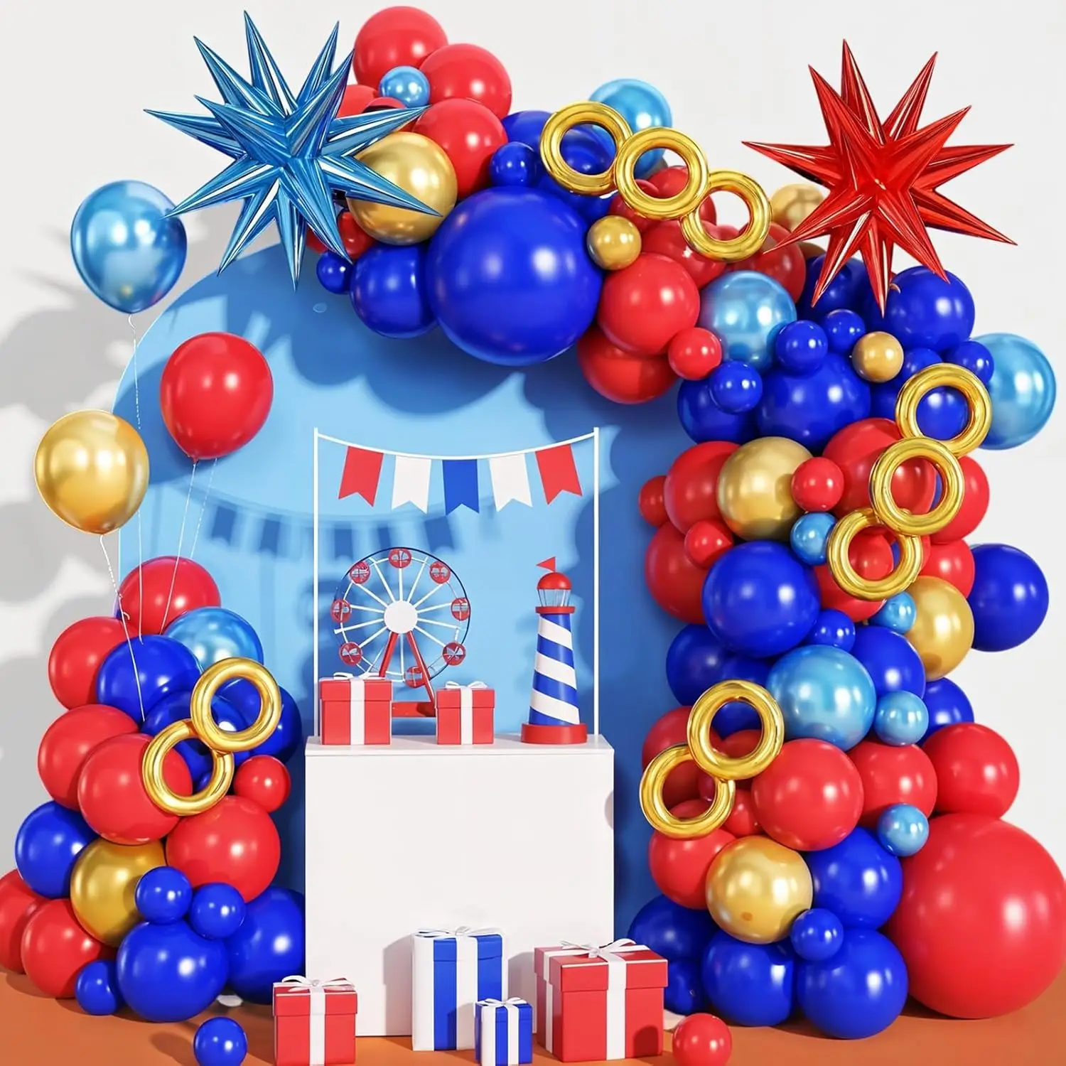 108Pcs Red Blue Gold Balloons Arch Garland Kit for Birthday Wedding Graduation Anniversary Decorations - view 2