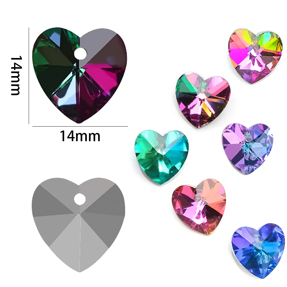 

All Size Multi Color Shape Crystal Love Heart Beads Glass Bead Peach Pendant Gems For Jewelry Making Necklaces Earrings DIY