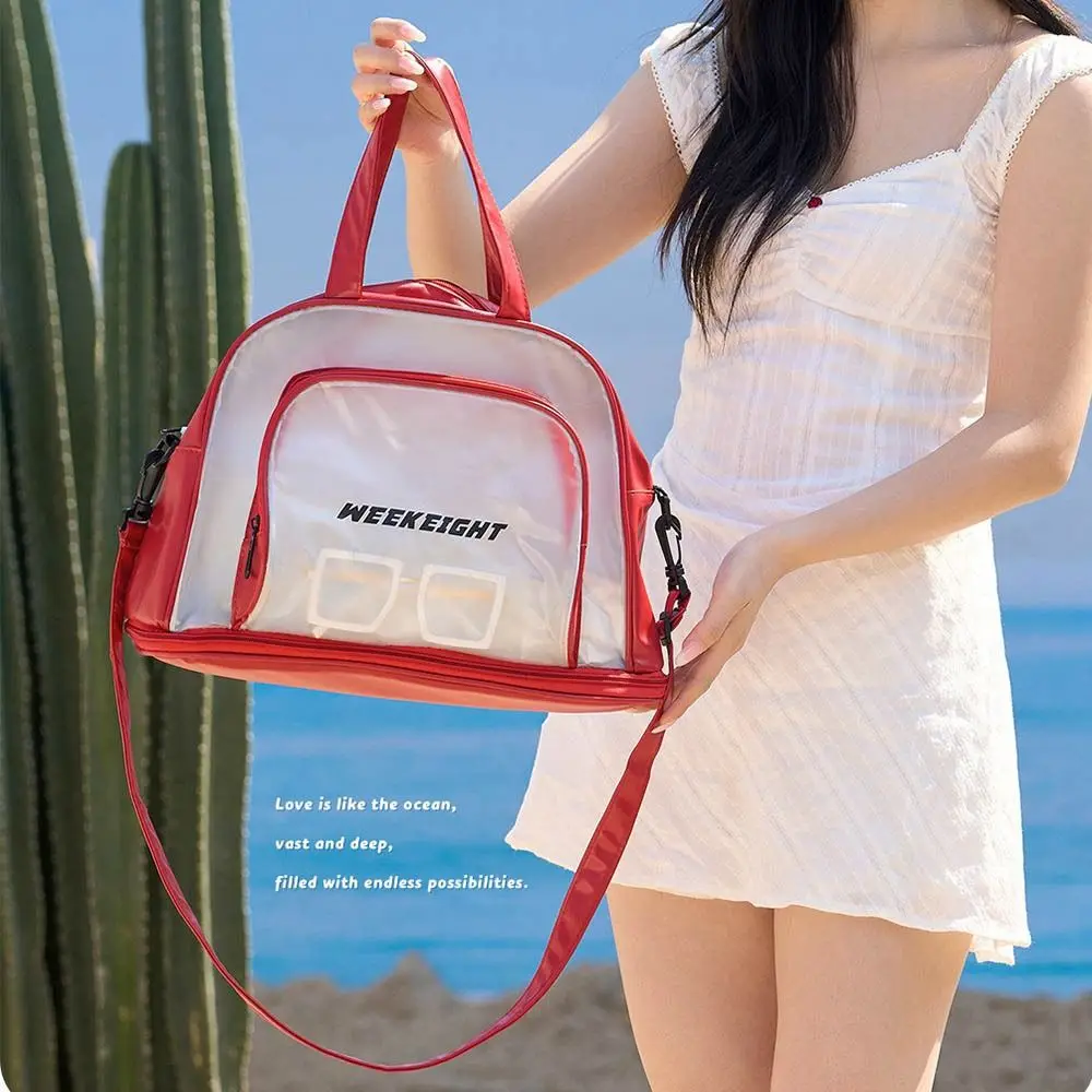 

Large Capacity PVC Swimming Bag Wet Dry Separate Compartment PVC Material Beach Pool Bag Large Washing Shoe Pocket