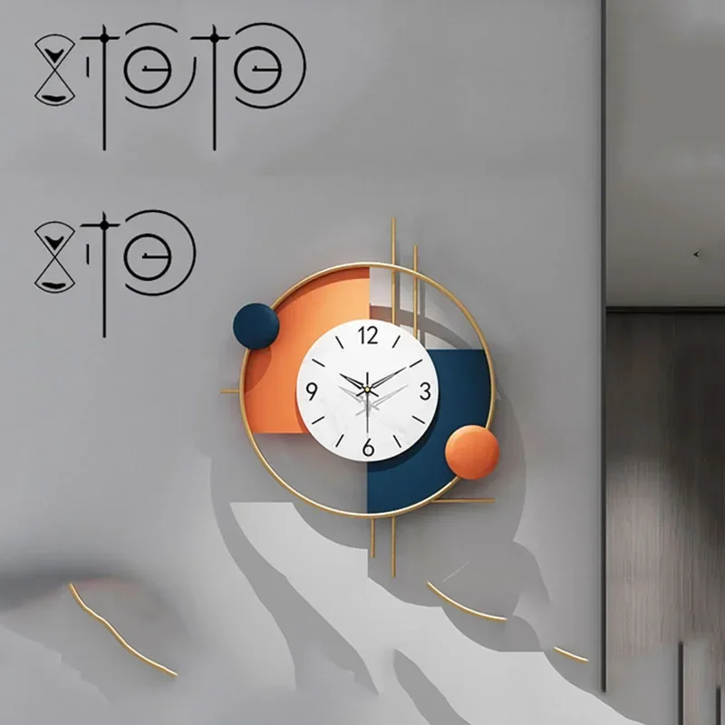 Nordic Silent Wall Clock Classic Quiet Battery Big Metal Clock Wall Modern Items Orologio Da Parete Living Room Decoration