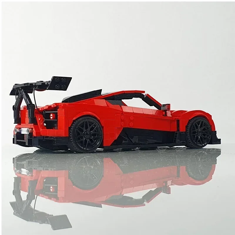 MOC- 131257   Rotes klassisches Film-Supercar-Bausteinmodell • 1457, Bausteine, Teile, Kindergeburtstag, individuelles Spielzeug