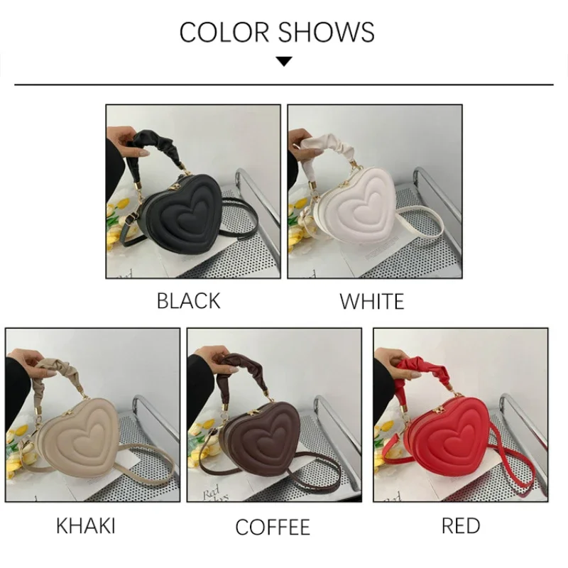 TRAVEASY Summer 2024 Fashion Heart-shaped Shoulder Bags for Women PU Leather Female Crossbody Bags Vintage Casual Hand Bags