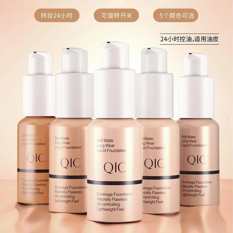 30g Liquid Foundation คอนซีลเลอร์ Natural Matte Oil Control ยาวนานกันน้ํา Oil-Control Face ธรรมชาติ 5 สี