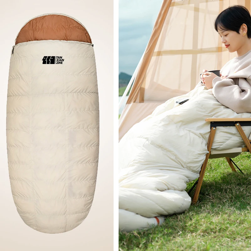 

Egg-type down sleeping bag outdoor travel camping car cold insulation single sleeping bag winter thickening duck down