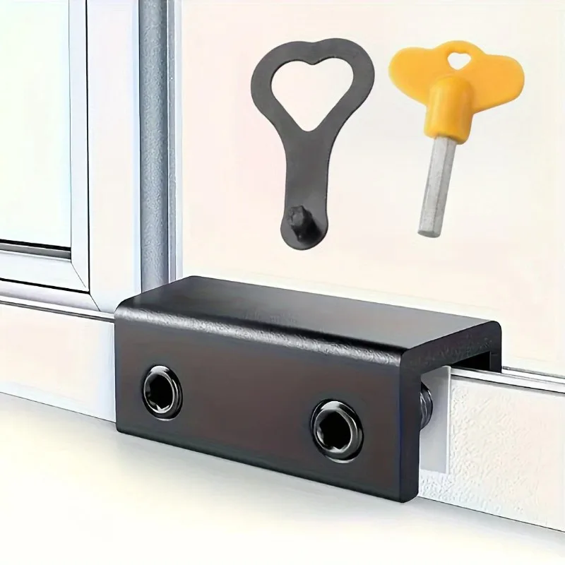 

Комплект из 4 регулируемых замков для раздвижных окон - прочный алюминиевый сплав, установка без сверления, с ключом и шайбами в комплекте