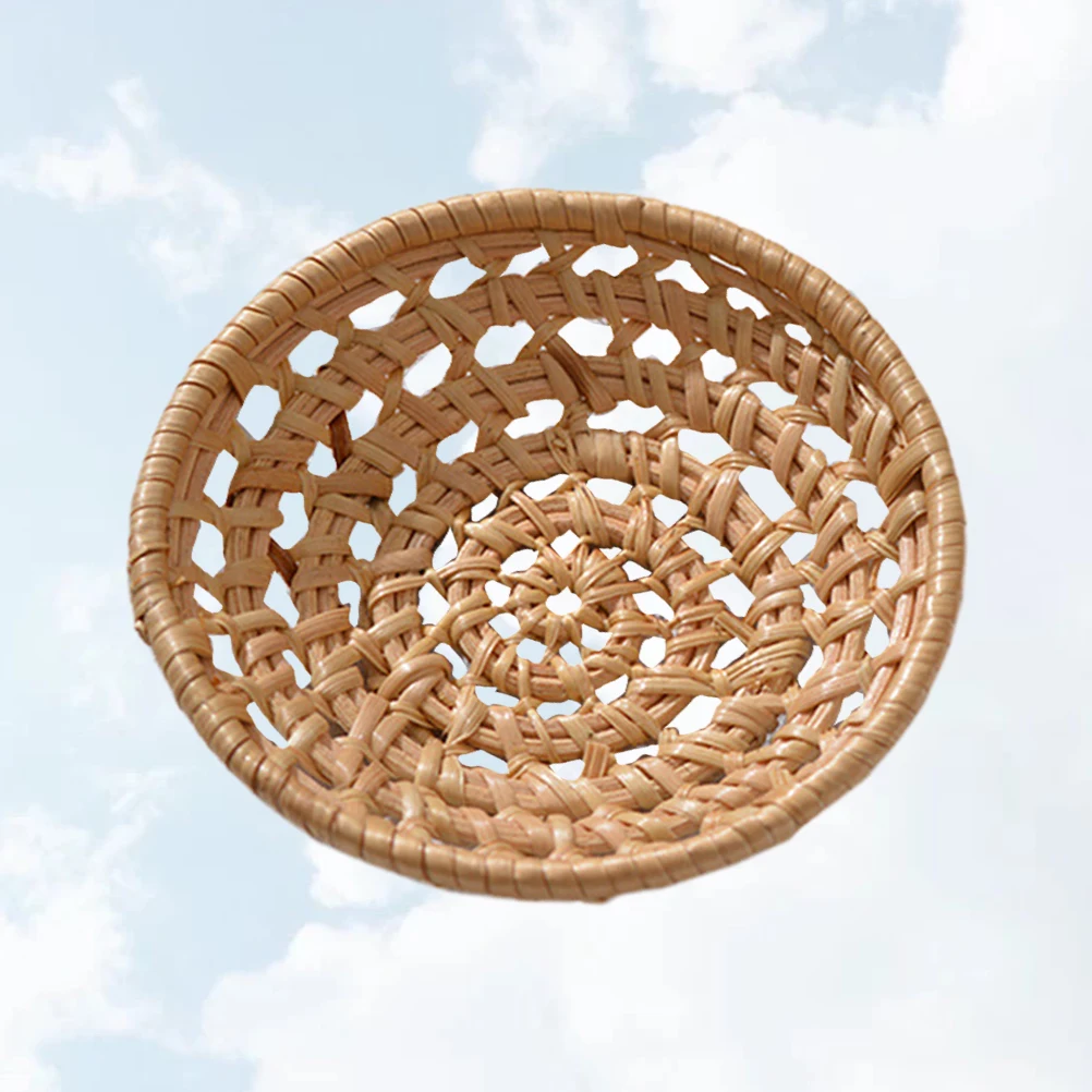 

Woven Storage Basket Rattan Organizer Kitchen Bathroom Hotel Bread Fruit Vegetable Holder Display Container Light Brown Big Size