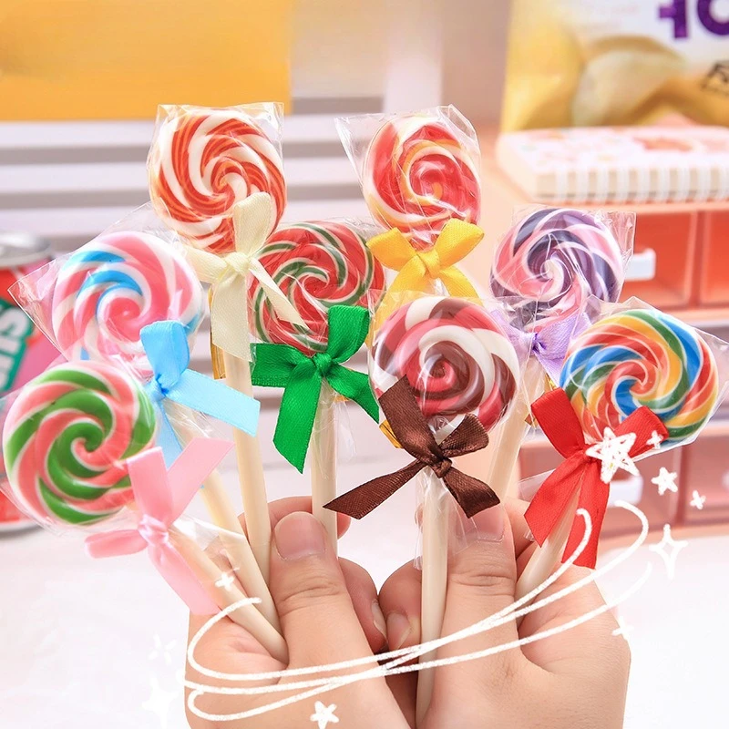 8 Buah Pena Bolpoin Lolipop Gaya Permen Kreatif Hadiah Lucu Siswa Perlengkapan Alat Tulis Pena Penandatanganan Kantor Sekolah