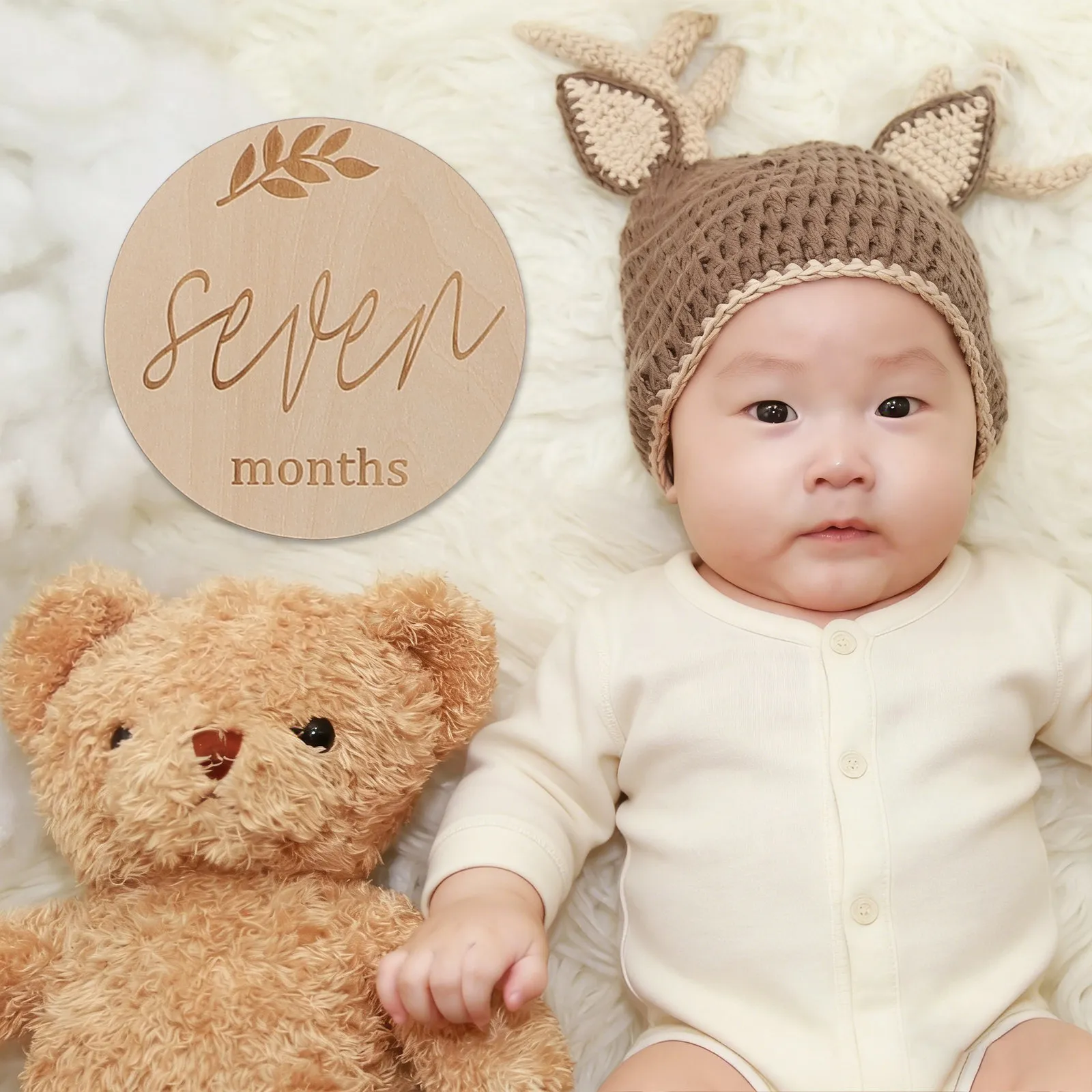 14Pcs Monthly Cards Premium Wooden Milestone Cards Safe Eco Friendly Photo Props for Growth Tracking First Year