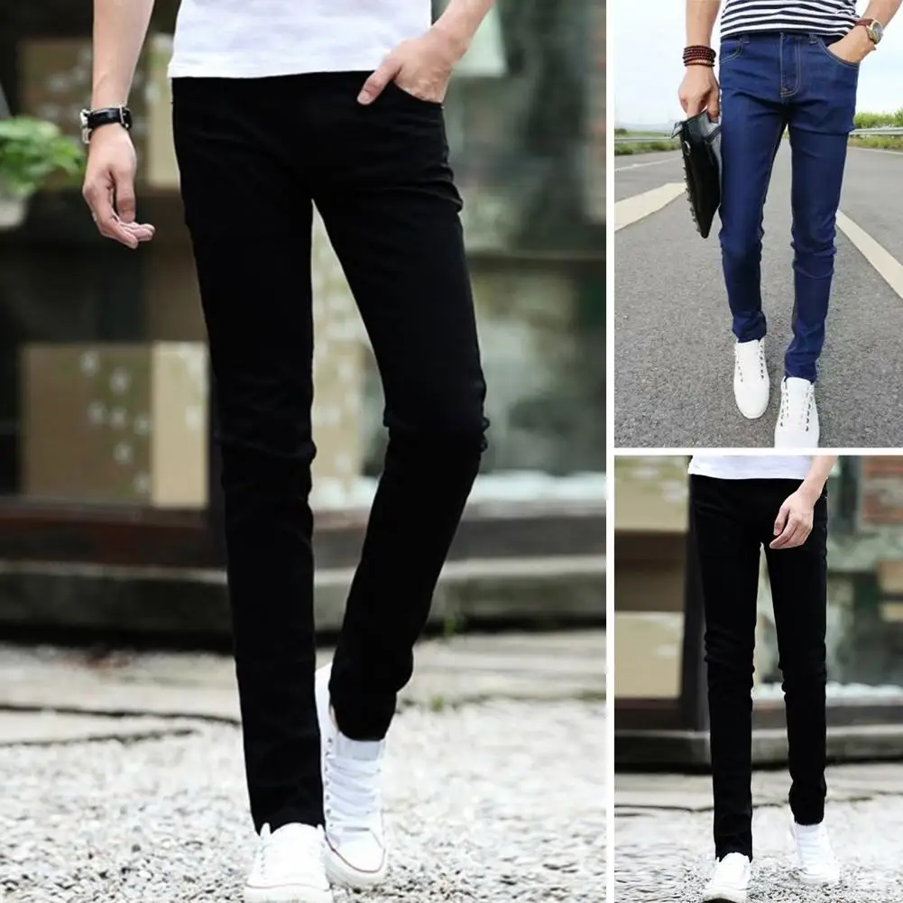 Pantaloni di Jeans dritti Slim Fit alla moda primavera autunno comodi Jeans da uomo autunno Slim Fit Jeans a matita Streetwear