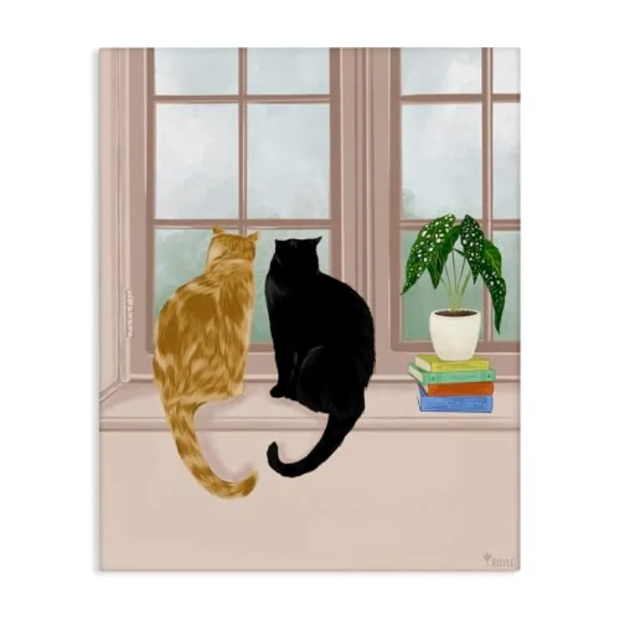 

Cat Pair in Windowsill Canvas Wall Art Design by Tara Royle