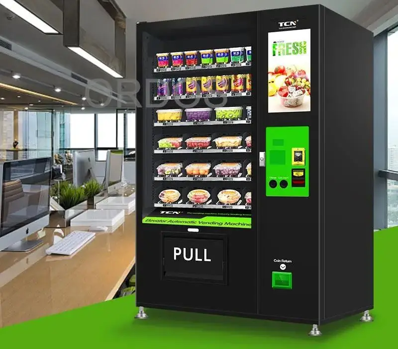 Belt Conveyor Glass Water Healthy Food Fruit Salad Egg Vegetable Combo Elevator Vending Machine