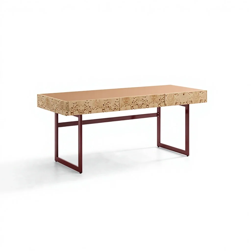 #Luxury Modern Retro Burl Wooden Extendable Secretary Office Desk Boss Computer Table Drawer Executive Workbench Bedroom