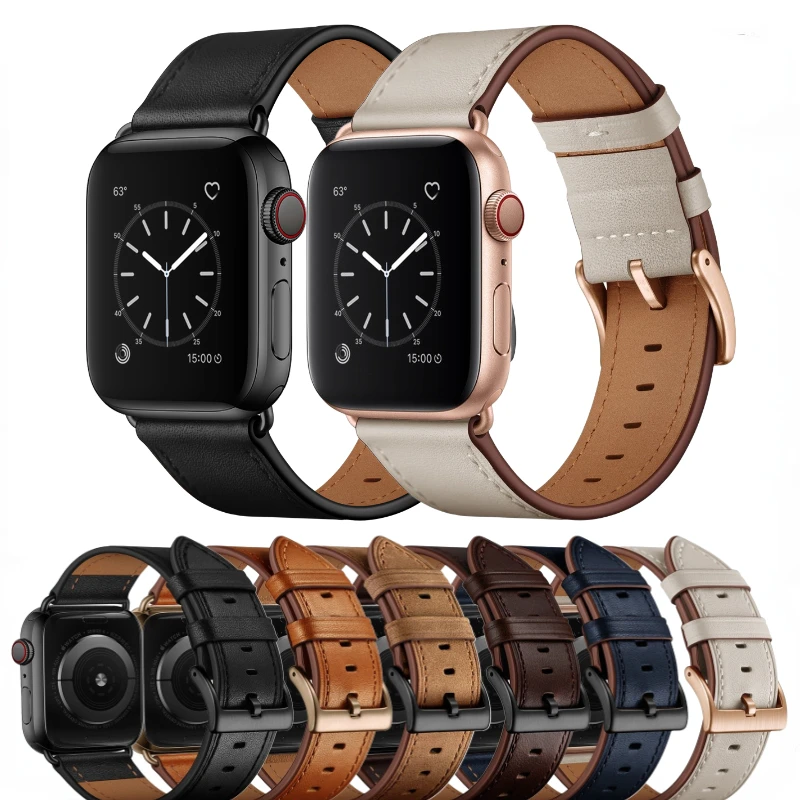 

Premium Leather Strap For Apple Watch Ultra 49mm 9 8 7 45mm 41mm Classic Wristband Belt iWatch 6 5 4 3 SE 44mm 42mm 40mm Correa