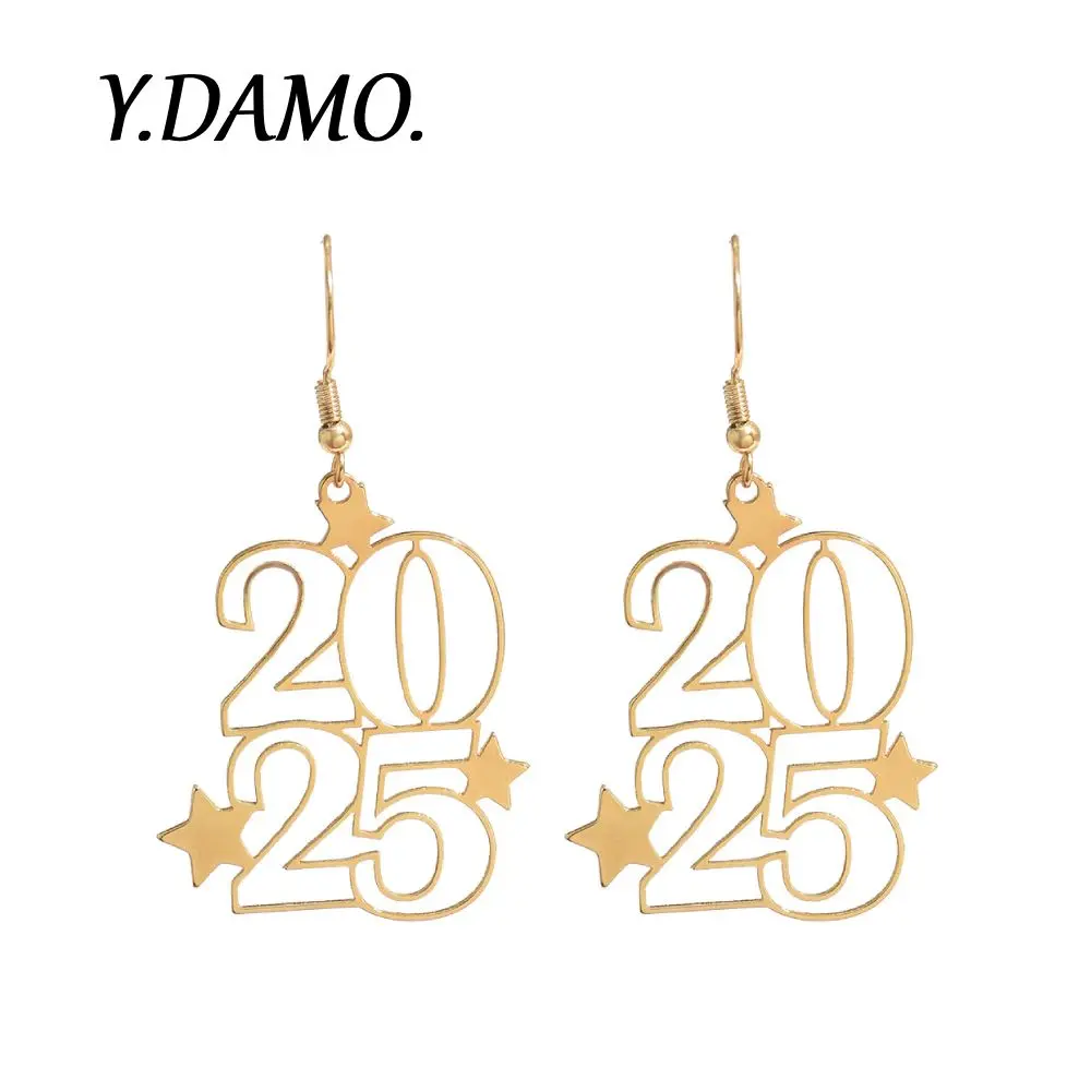 

Damo 2025 Number Earrings For Women Stainless Steel Gold Color Earrings Designer Fashion Jewelry Party Festival Gift Wholesale