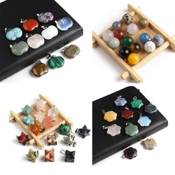 5pcs/lot Natural Semi-precious Stone Pendant Cross Hearts Crystal Quartz Charms for DIY Necklace Earring Making Jewelry Findings