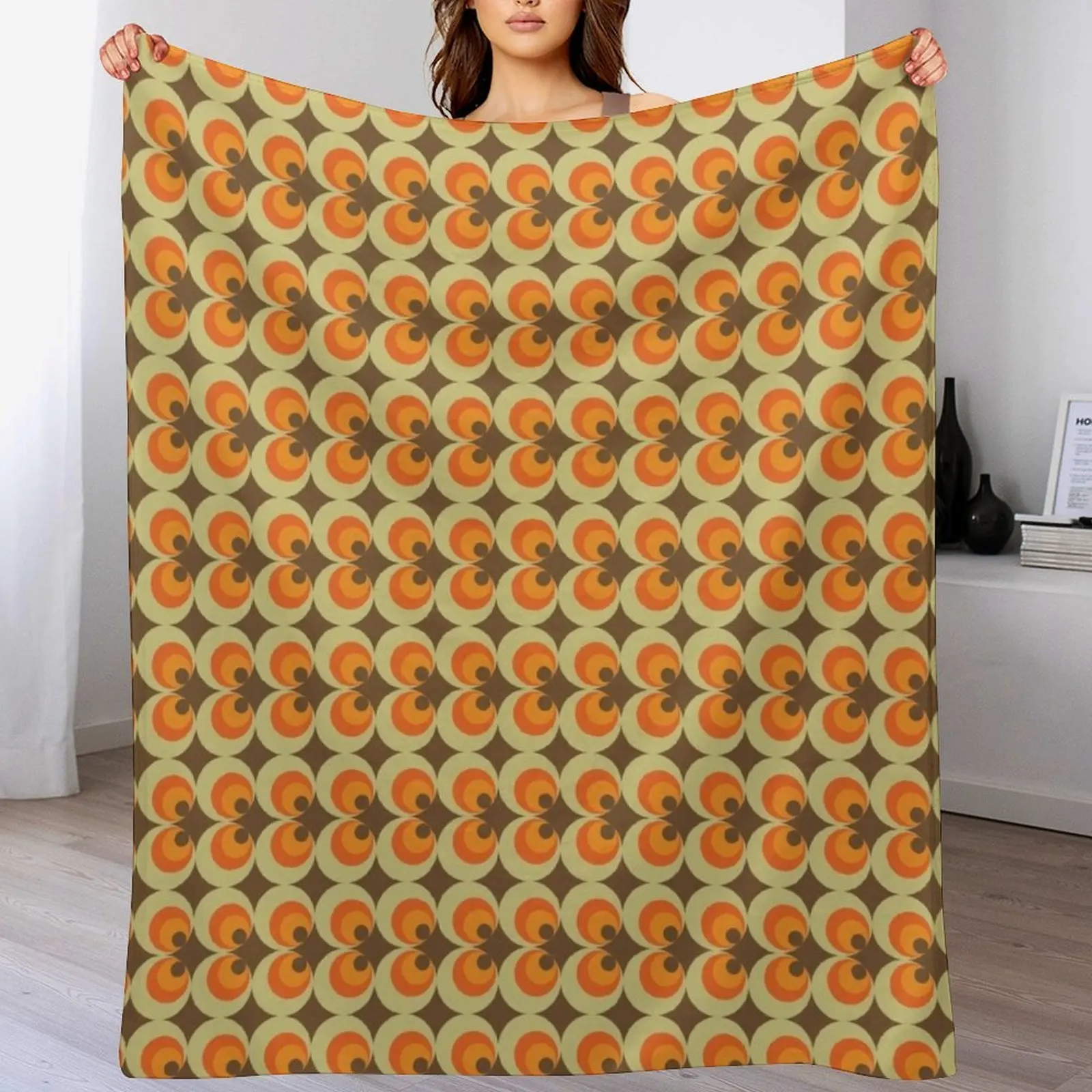 

Mid-Century Modern 70s Retro Pattern Throw Blanket Warm Comfortable Blanket for Office Napping