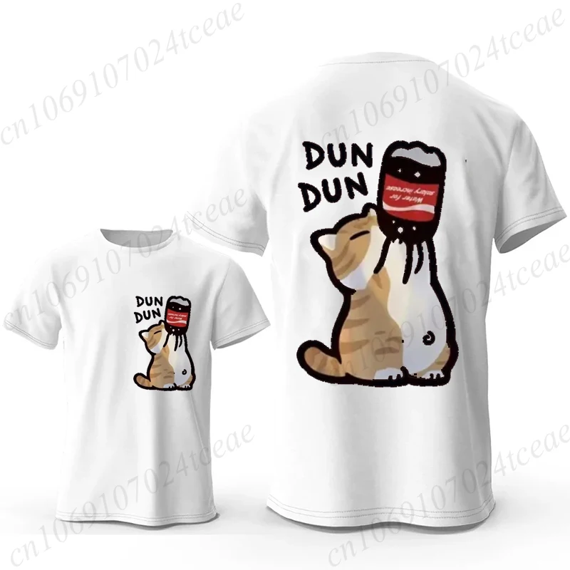 الكرتون القط شرب الرات زيادة المشروبات تي شيرت رجالي عادية الكرتون بلايز متعة تي شيرت موضة Harajuku الشارع الشهير