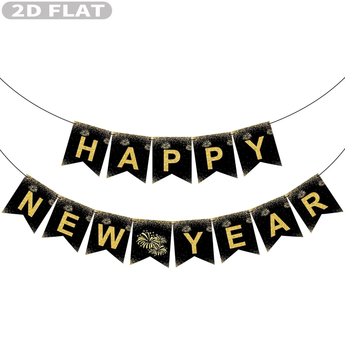 2D FLAT 13pcs New Years Party Packs Decorations 2026 - 5x6 Inch Happy New Year Banner - New Years Eve Party Supplies - NYE Decor