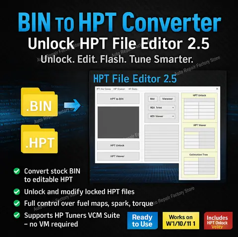 BIN To .HPT Converter HPT File Editor 2.5 Convert Unlock Previously Locked .HPT Files Copy Calibrations VIN  hpt5.1.3476uners