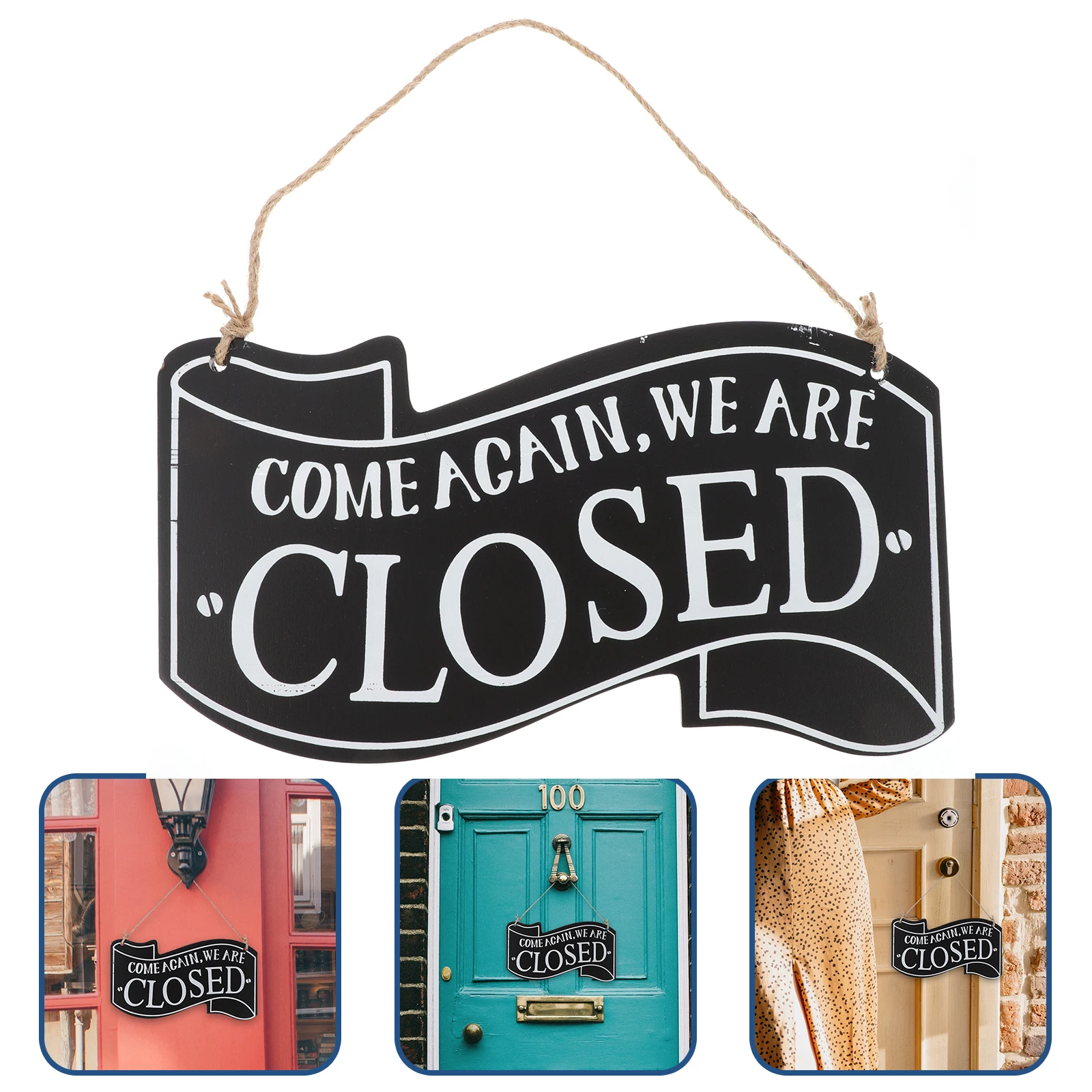 لافتة باب خشبية عتيقة مفتوحة وإغلاق علامة معلقة لمقهى بار متجر جدار نافذة الديكور الخشب علامة ترحيب الباب معلقة اللوحة #3