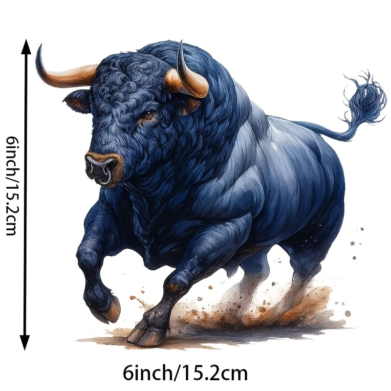 Premium Waterproof Vinyl Stickers Featuring a 6-Inch Angry Blue Cow, Perfect for Use on Cars, Laptops Bottles Trucks Motorcycles
