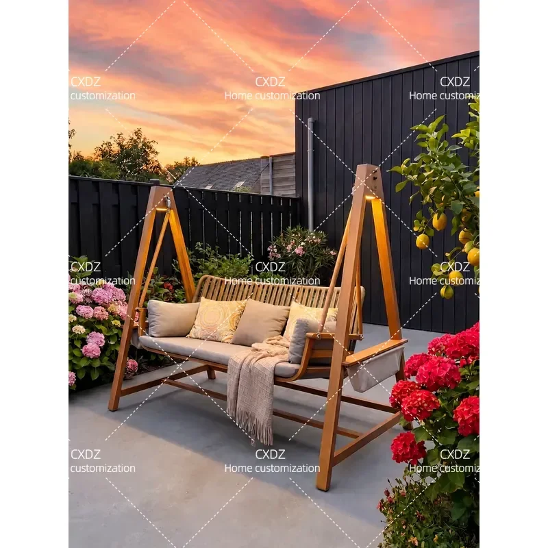 Outdoor Indoor Double Hammock Swing Chair for Courtyard Villa Balcony Garden Hanging Seat
