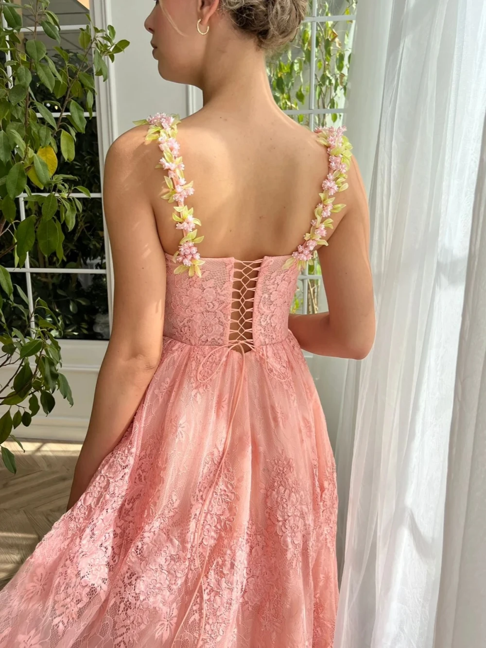 Modern Lace Evening Dress Fashionable Lace Up Back A Line Special Occasions Customized Romantic Party Birthday Prom Gown