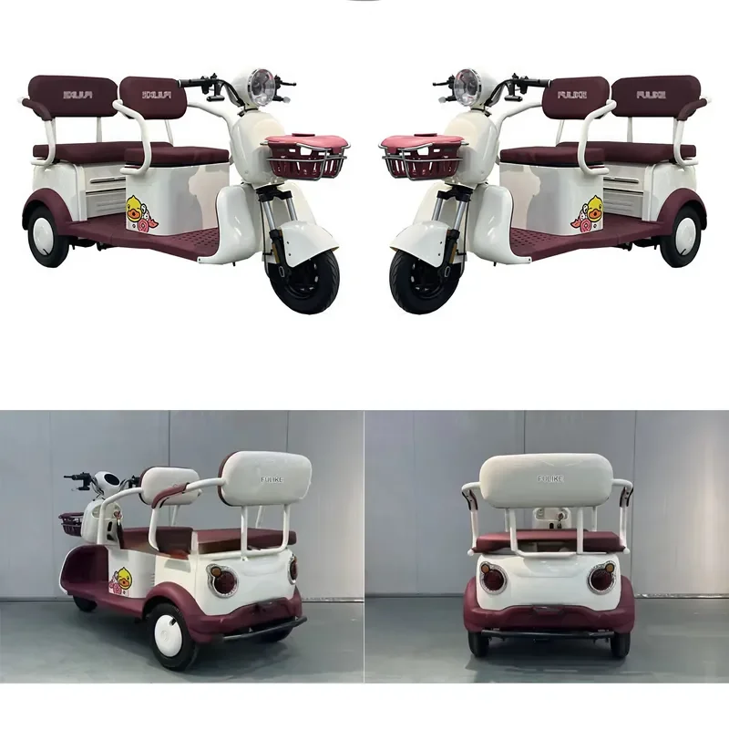 STROVAN Electric City Tricycle 3 Wheels Tricycle for Elder 48V Two Seat Adult Riding Tricycle