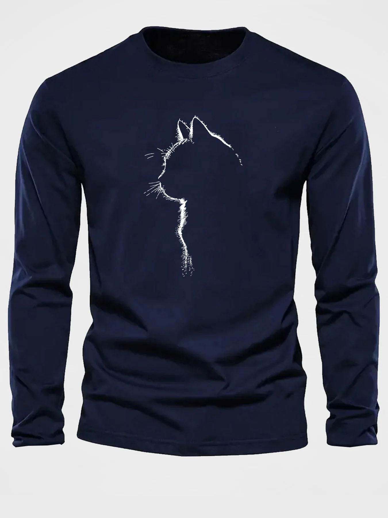 

Men's Gradient Graphic Long-sleeved T-shirt, Casual And Sporty Printed Crew Neck Top, Suitable For Spring And Autumn.